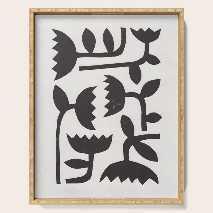 Linocut Tulips #3 Serving Tray Gallery Image 1