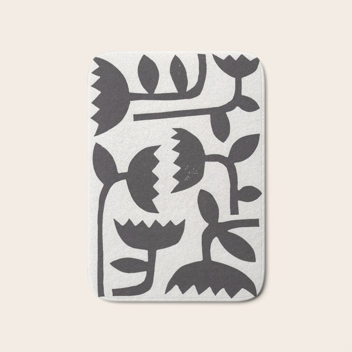 Linocut Tulips #3 Bath Mat Gallery Image 1