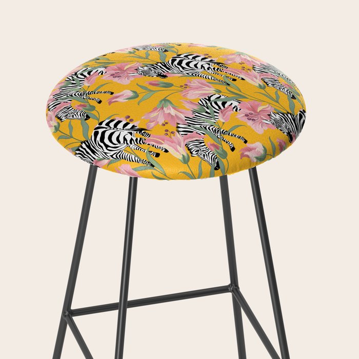 Striped For Life | Zebra Mango Forest | Modern Bohemian Wildlife Jungle | Botanical Nature Stool Gallery Image 2