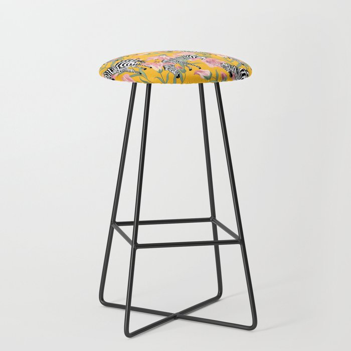 Striped For Life | Zebra Mango Forest | Modern Bohemian Wildlife Jungle | Botanical Nature Stool Gallery Image 1