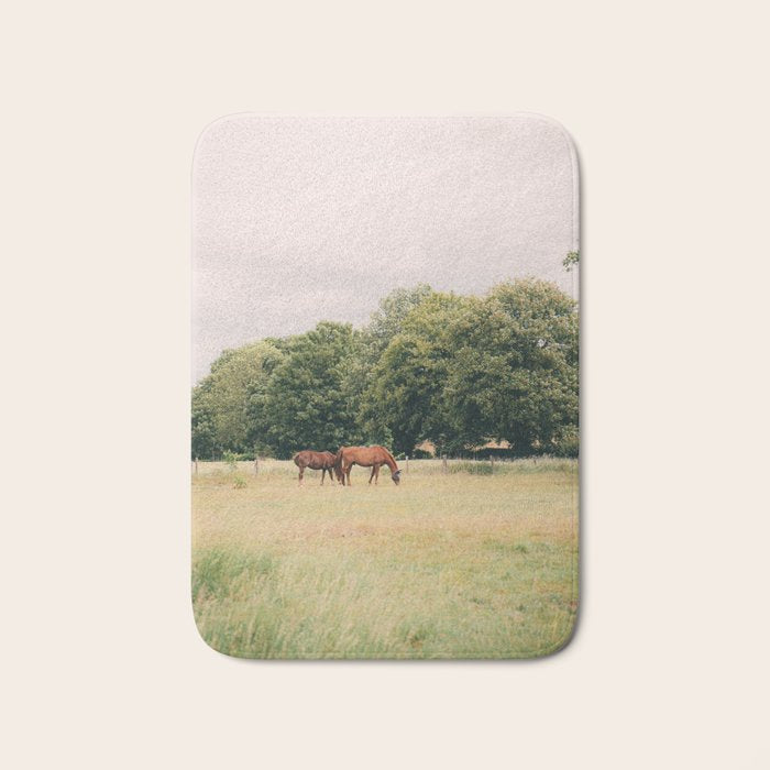 Cotswolds Horses in Rural Pasture Landscape Bath Mat Gallery Image 1