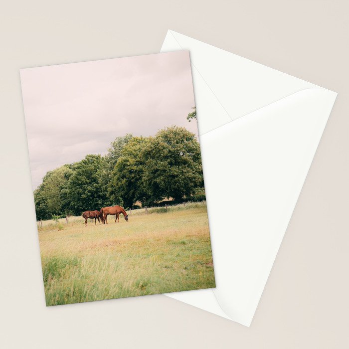 Cotswolds Horses in Rural Pasture Landscape Stationery Card Gallery Image 2