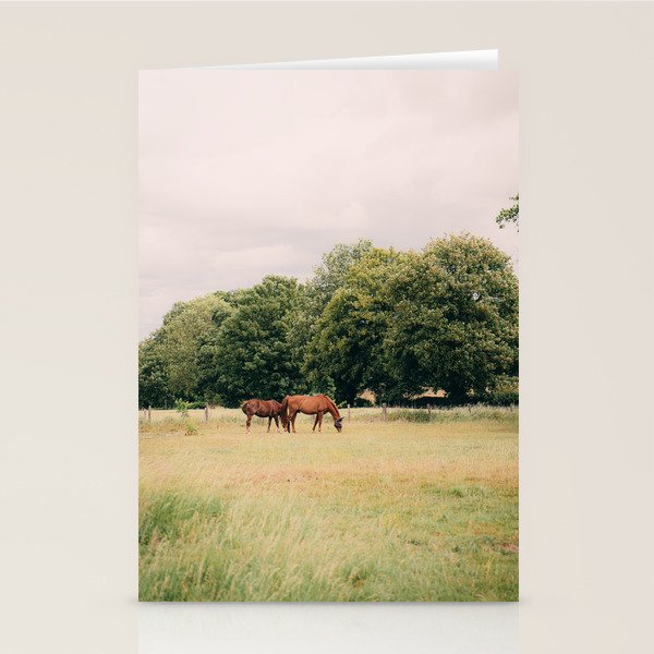 Cotswolds Horses in Rural Pasture Landscape Stationery Card Gallery Image 2