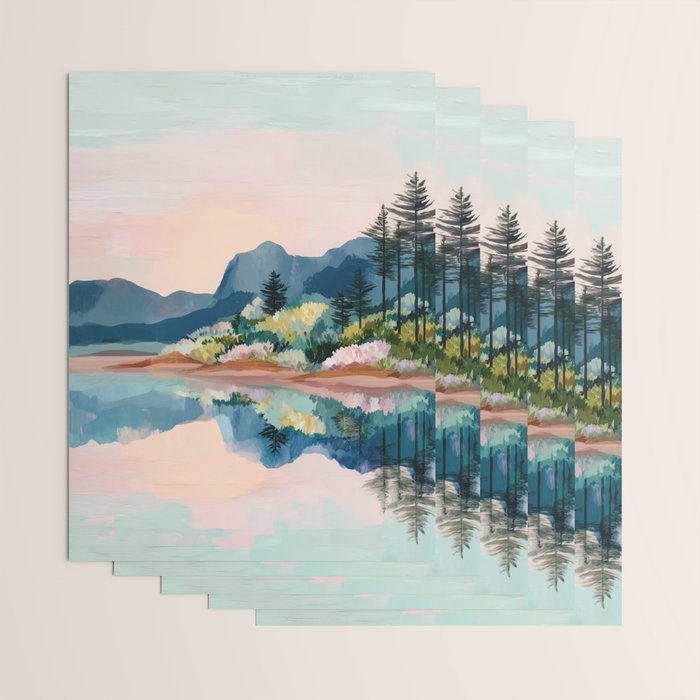 Pastel Lake Reflections Wrapping Paper Gallery Image 3