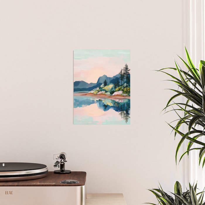 Pastel Lake Reflections Poster Gallery Image 2