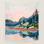 Pastel Lake Reflections Wall Tapestry Gallery Image 4