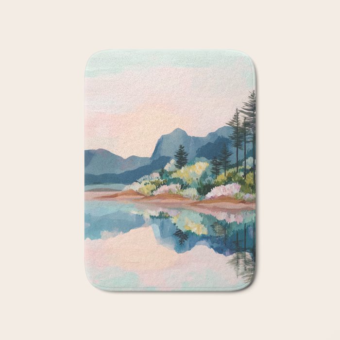 Pastel Lake Reflections Bath Mat Gallery Image 1