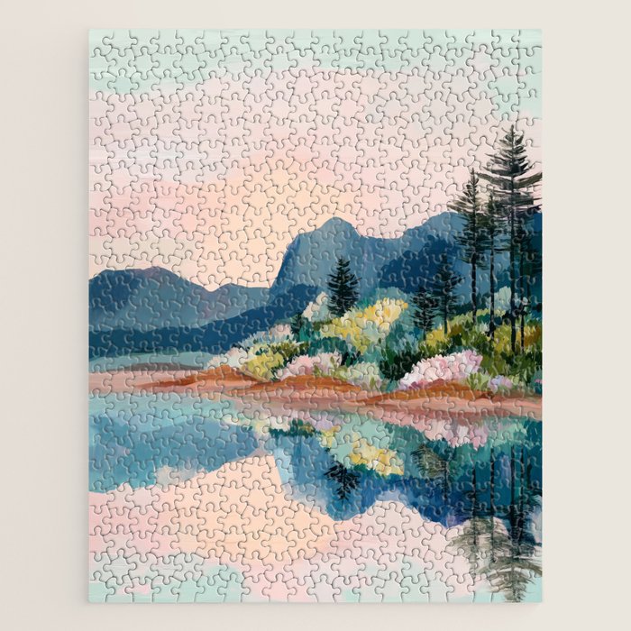 Pastel Lake Reflections Jigsaw Puzzle Gallery Image 1