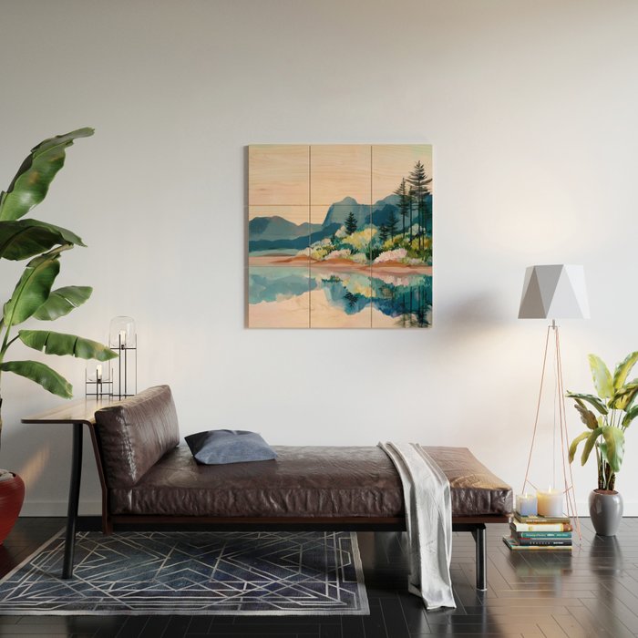 Pastel Lake Reflections Wood Wall Art Gallery Image 2