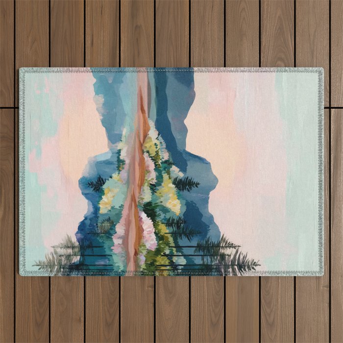 Pastel Lake Reflections Outdoor Rug Gallery Image 1