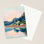 Pastel Lake Reflections Stationery Card Gallery Image 2