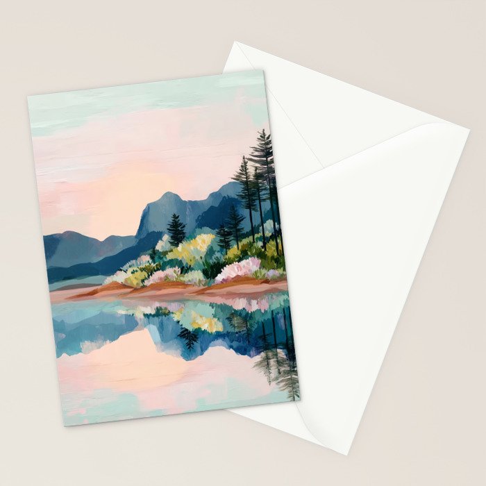 Pastel Lake Reflections Stationery Card Gallery Image 2