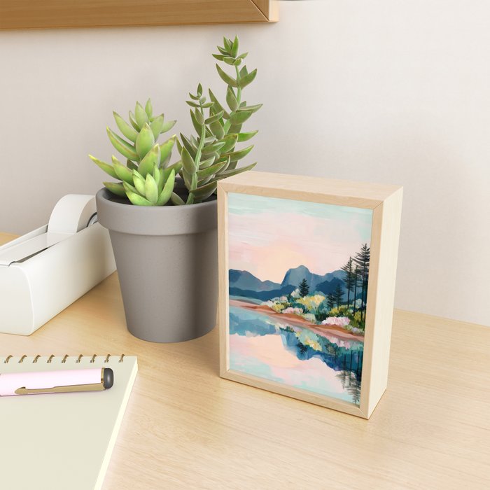 Pastel Lake Reflections Mini Art Print Gallery Image 2