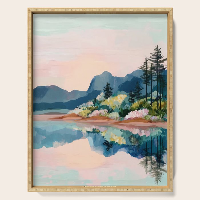 Pastel Lake Reflections Serving Tray Gallery Image 1