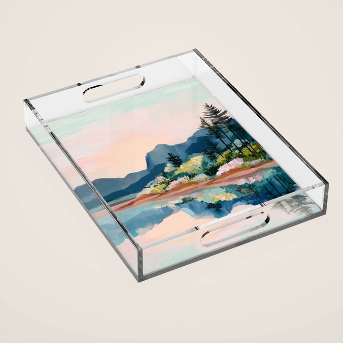 Pastel Lake Reflections Acrylic Tray Gallery Image 1