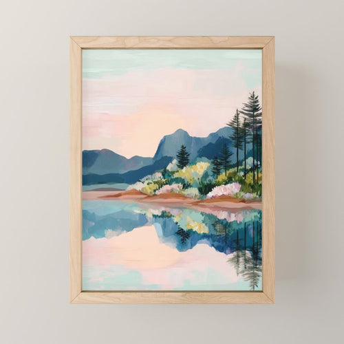 Pastel Lake Reflections Mini Art Print Gallery Image 1