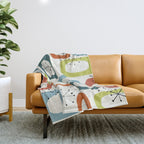 Mid Century Modern Shapes 1950s colors  Throw Blanket Gallery Image 1