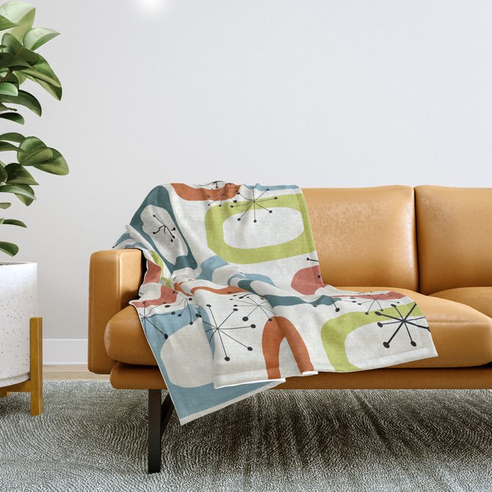 Mid Century Modern Shapes 1950s colors  Throw Blanket Gallery Image 1