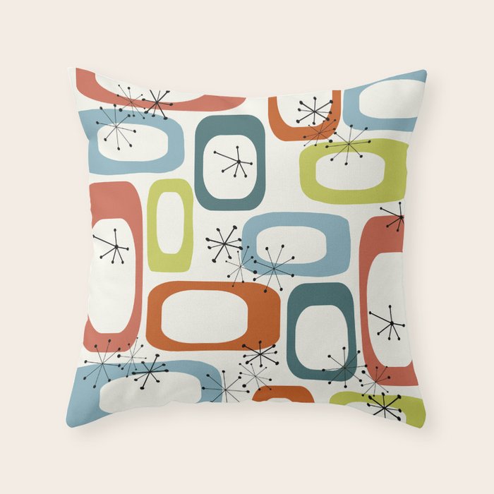 Mid Century Modern Shapes 1950s colors  Throw Pillow Gallery Image 1