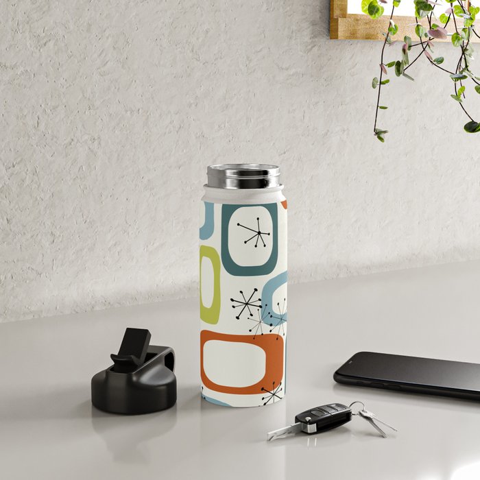 Mid Century Modern Shapes 1950s colors  Water Bottle Gallery Image 4