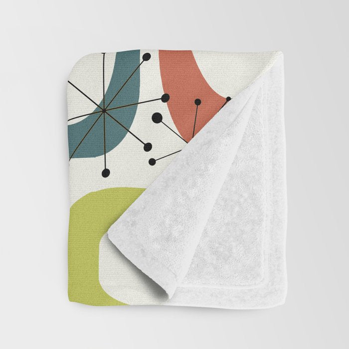 Mid Century Modern Shapes 1950s colors  Throw Blanket Gallery Image 3