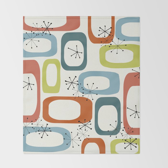 Mid Century Modern Shapes 1950s colors  Throw Blanket Gallery Image 2