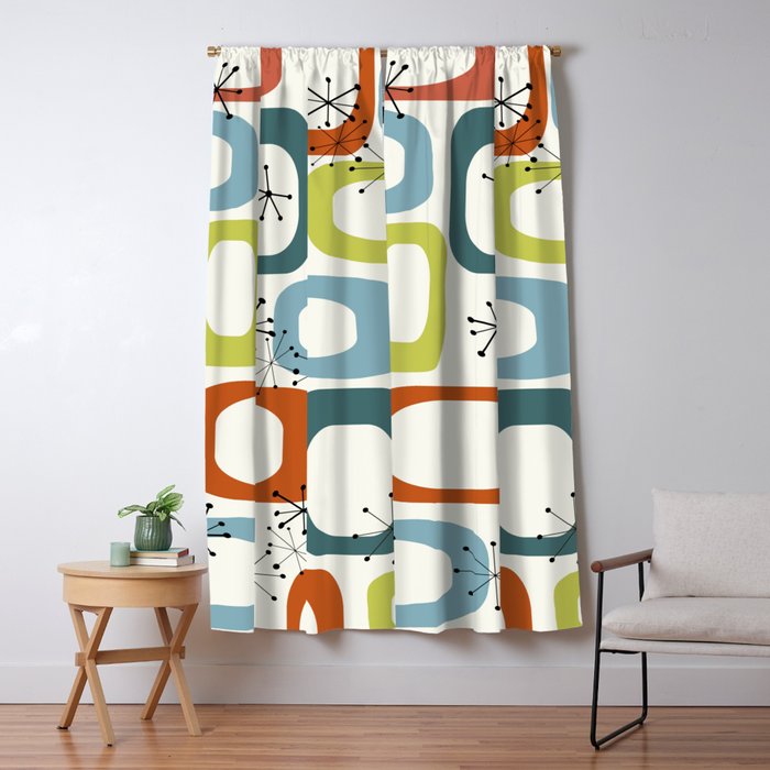 Mid Century Modern Shapes 1950s colors  Window Curtain Gallery Image 5