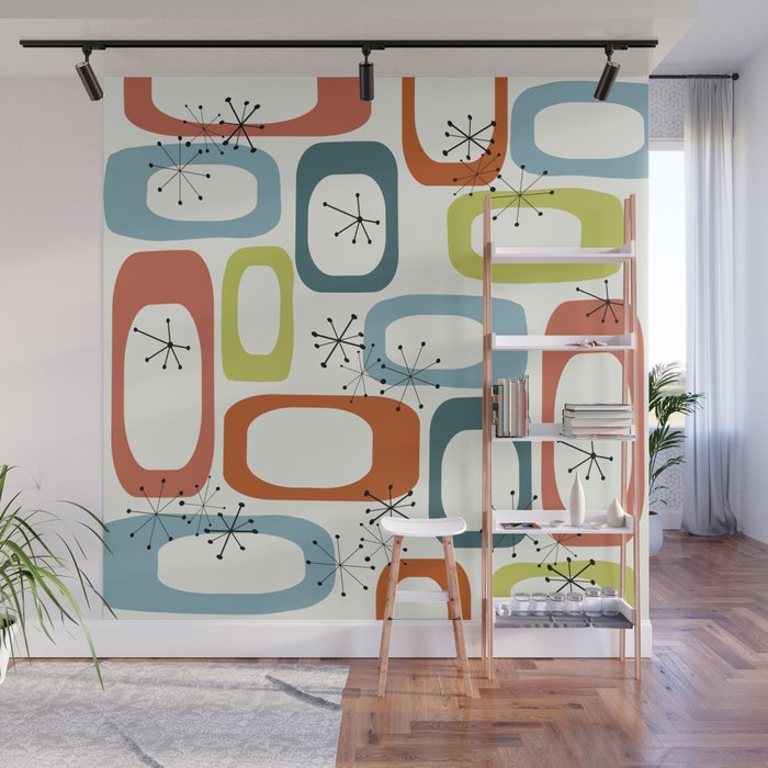 Mid Century Modern Shapes 1950s colors  Wall Mural Gallery Image 1