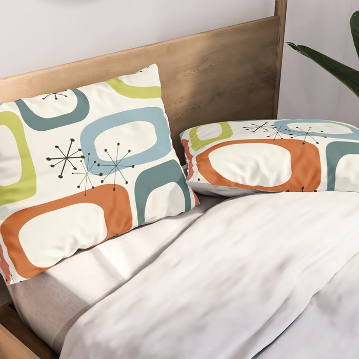 Mid Century Modern Shapes 1950s colors  Pillow Sham Gallery Image 2
