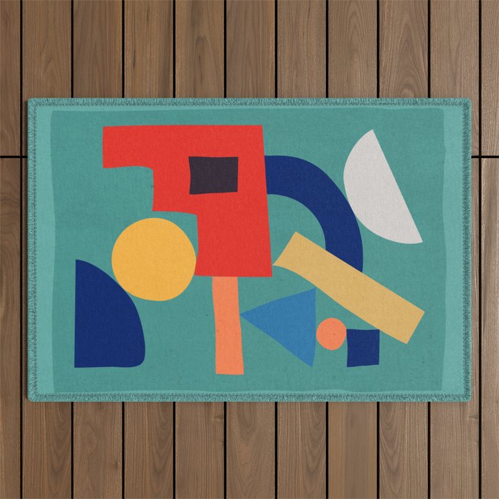 Abstract Shapes Modern Art 6 Outdoor Rug Gallery Image 1