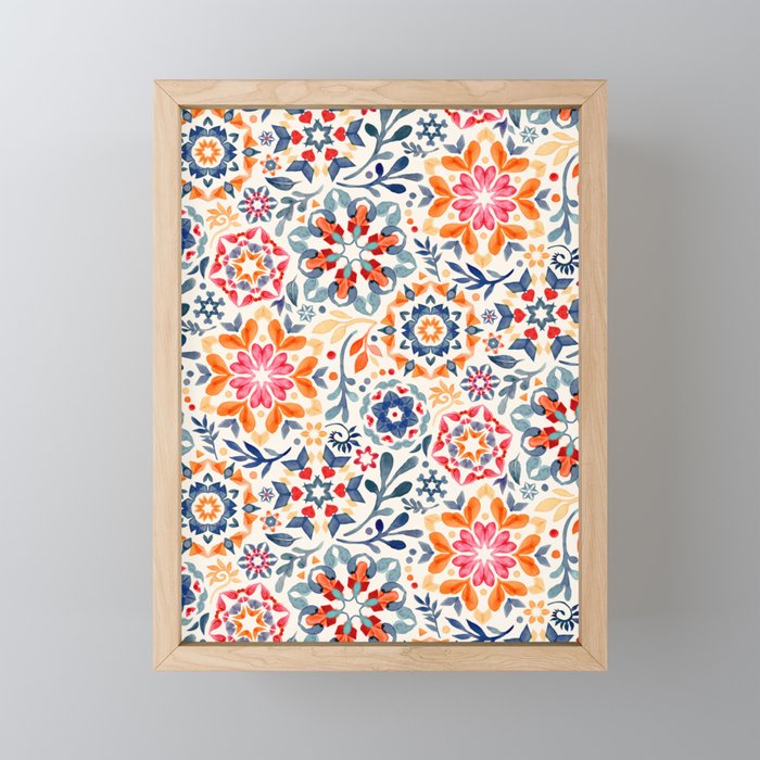 Watercolor Kaleidoscope Floral - Desaturated Mini Art Print Gallery Image 1