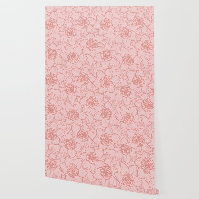 Spring Garden Flower Lineart - Pink Wallpaper Gallery Image 2