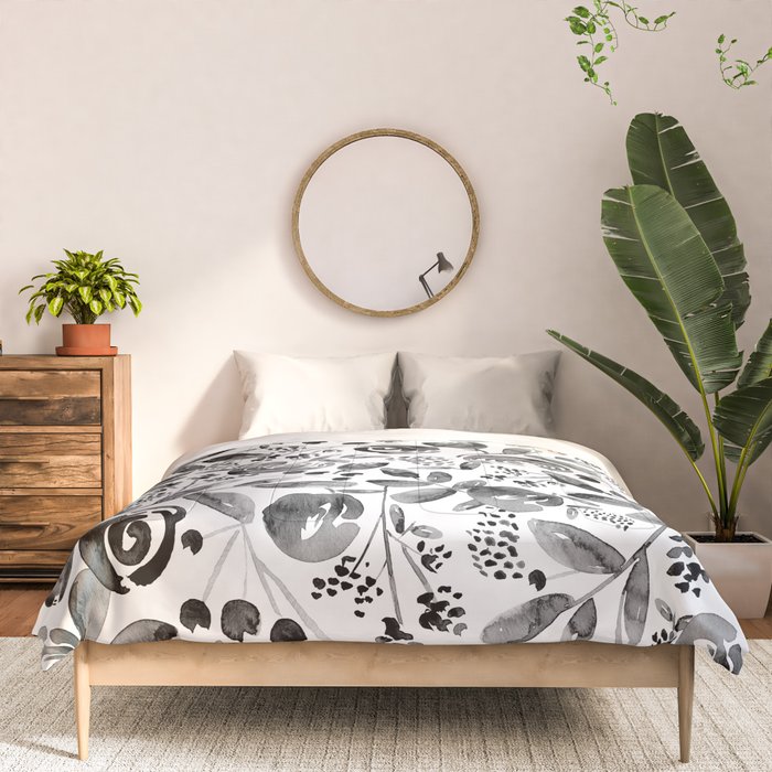 Bountiful Bouquet Black Watercolor Comforter Gallery Image 3