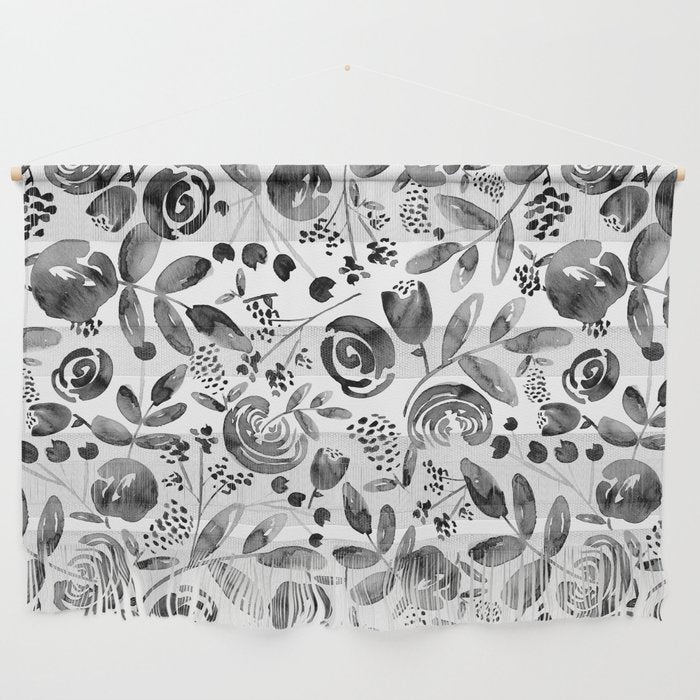 Bountiful Bouquet Black Watercolor Wall Hanging Gallery Image 1