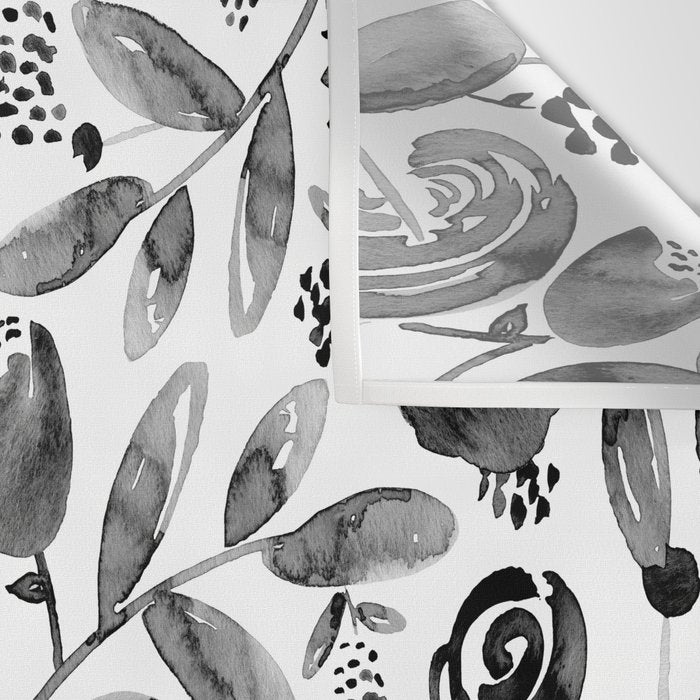 Bountiful Bouquet Black Watercolor Wall Tapestry Gallery Image 3