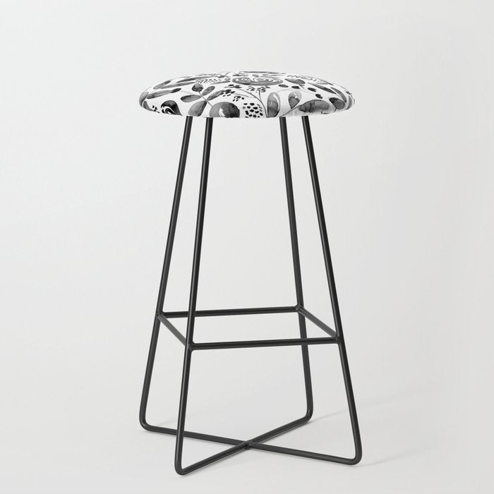 Bountiful Bouquet Black Watercolor Stool Gallery Image 1
