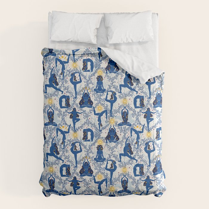 Feel the Cosmic Yoga blue Comforter Gallery Image 6