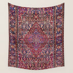 Kashan Central Persian Silk Rug Print Wall Tapestry Gallery Image 4