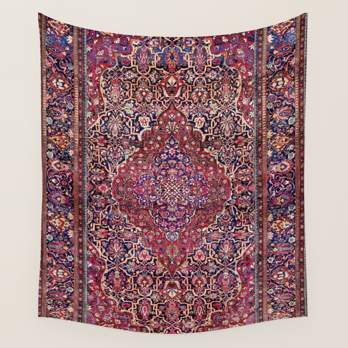 Kashan Central Persian Silk Rug Print Wall Tapestry Gallery Image 4