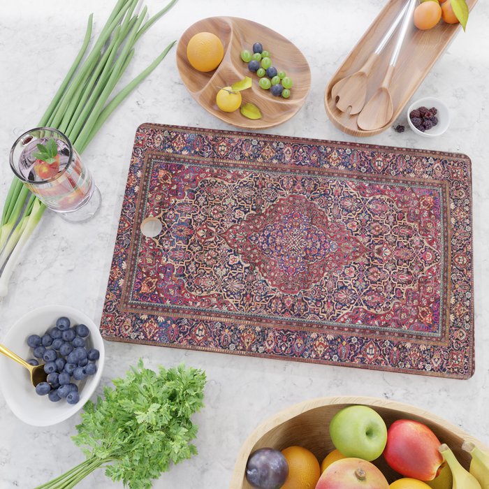 Kashan Central Persian Silk Rug Print Cutting Board Gallery Image 2