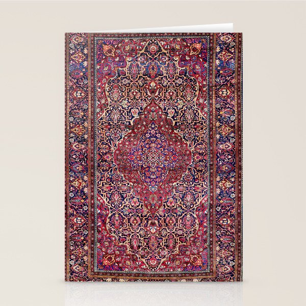 Kashan Central Persian Silk Rug Print Stationery Card Gallery Image 1