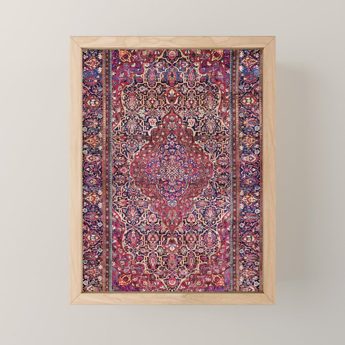 Kashan Central Persian Silk Rug Print Mini Art Print Gallery Image 1