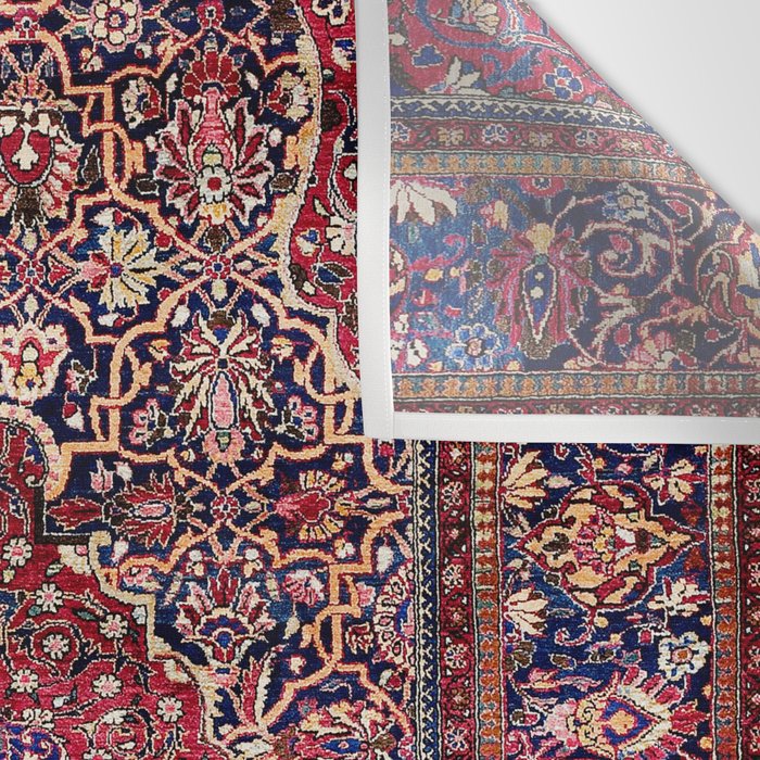 Kashan Central Persian Silk Rug Print Wall Tapestry Gallery Image 3