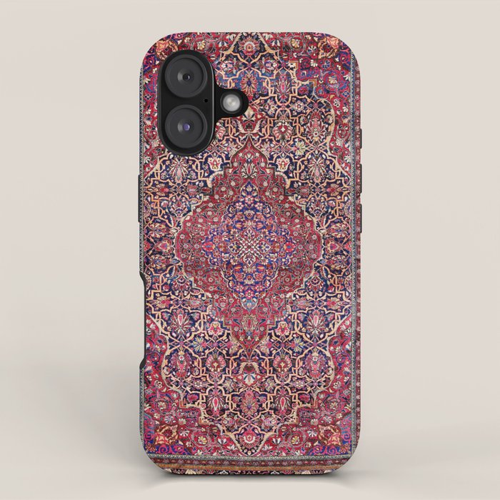 Kashan Central Persian Silk Rug Print iPhone Case Gallery Image 1