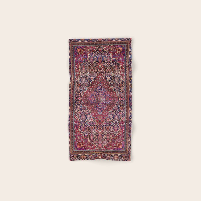 Kashan Central Persian Silk Rug Print Bath Towel Gallery Image 1