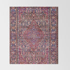 Kashan Central Persian Silk Rug Print Throw Blanket Gallery Image 2