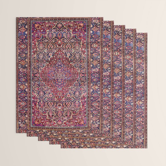 Kashan Central Persian Silk Rug Print Wrapping Paper Gallery Image 3