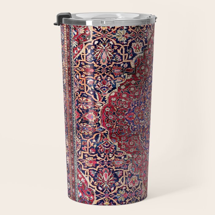 Kashan Central Persian Silk Rug Print Travel Mug Gallery Image 3