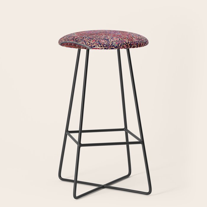 Kashan Central Persian Silk Rug Print Stool Gallery Image 1