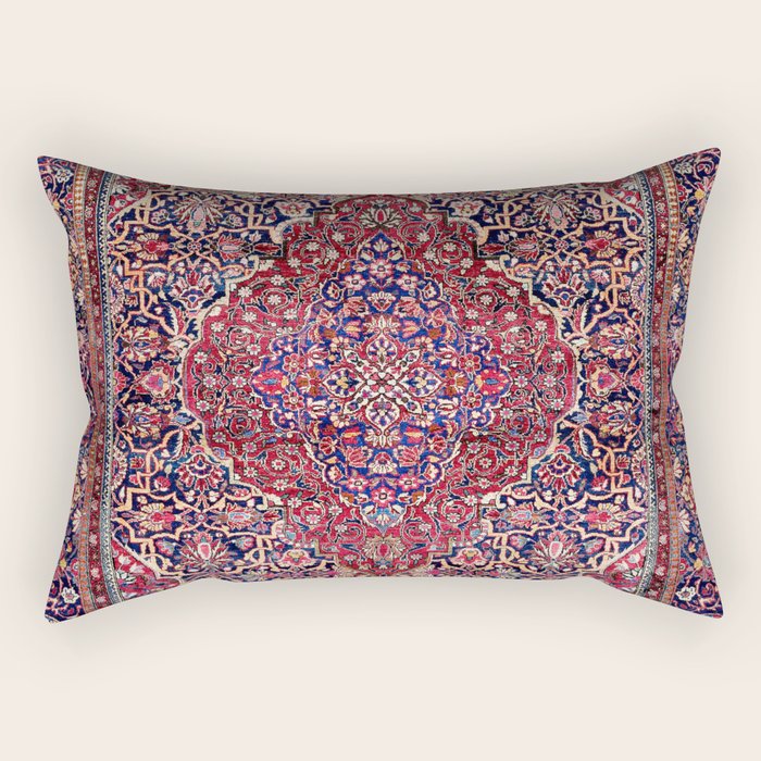 Kashan Central Persian Silk Rug Print Rectangular Pillow Gallery Image 2